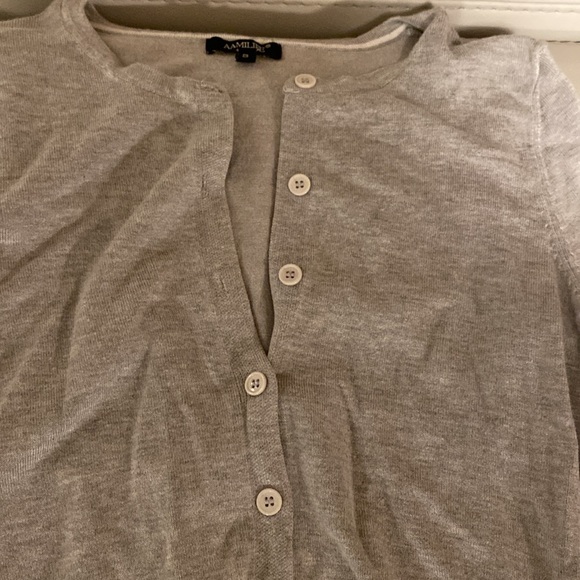 Aamilife Small gray button up cardigan sweater. - Picture 3 of 6